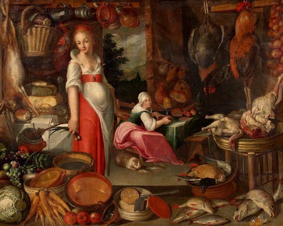 c0siftingthepast_kitchen-with-pieces-cook-and-kitchen-maid_unknown_16th-century